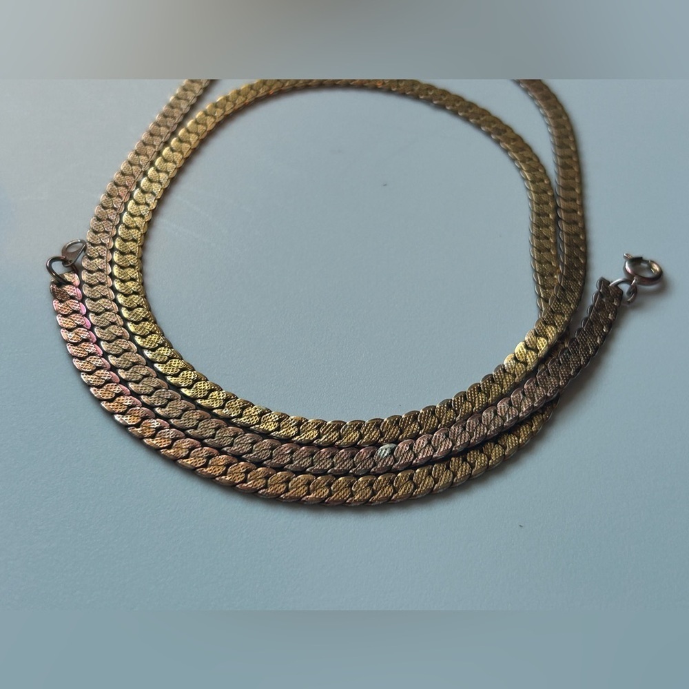 Gold Tone Vintage Chain Necklace Ross Long Gold Necklace - Picture 4 of 15